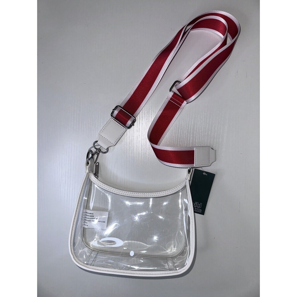 Wild Fable Clear Crossbody Stadium Bag White Trim Red Stripe Strap NEW